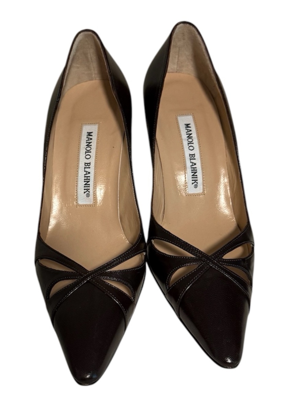 Manolo Blahnik Dark Brown Butterfly D'Orsay High Heel Pumps SIZE 35